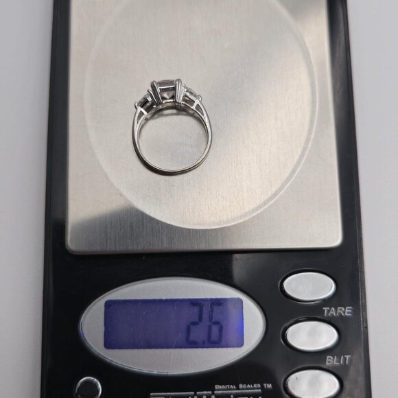 Size 6 Sterling Silver Square Fancy Cubic Zirconia Band Ring A2747 - Picture 10 of 10